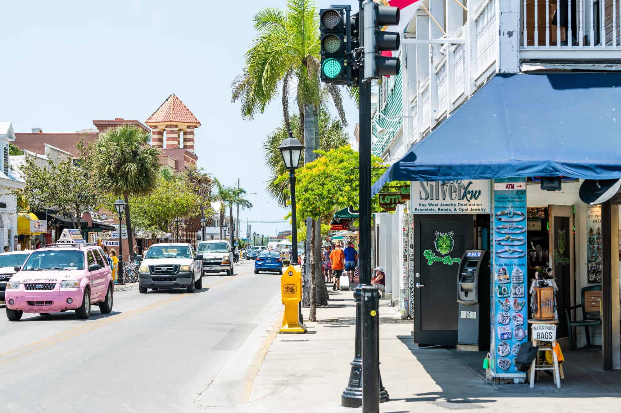Key West, the southernmost city of the Florida Keys - a string of tropical islands stretching about 120 miles off the tip of Florida, and its famous Duval Street full of bars.