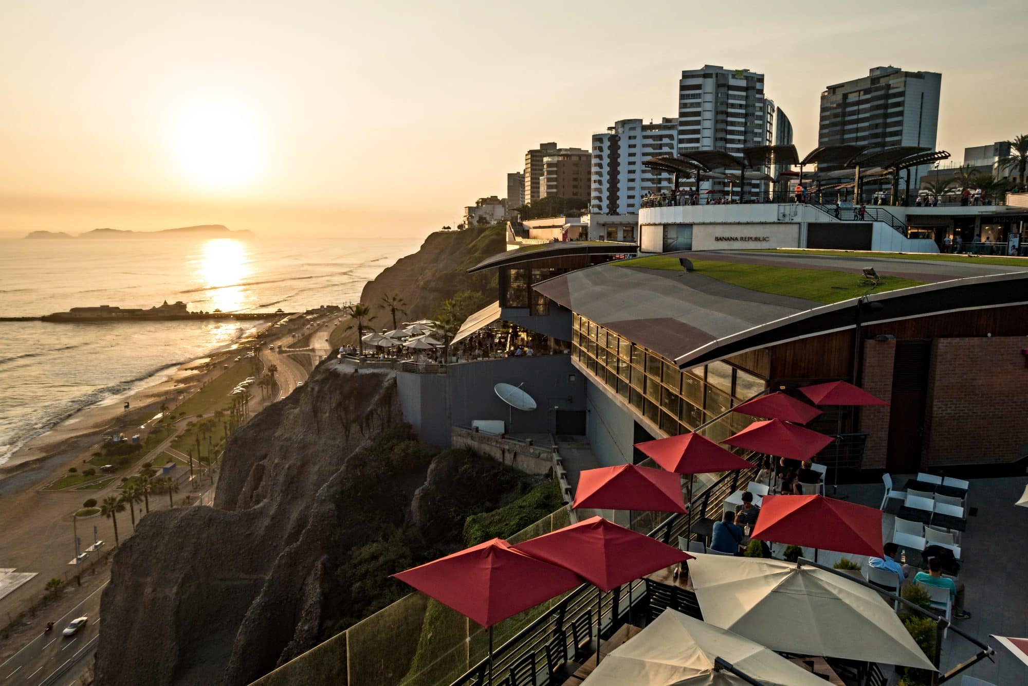 Lima's waterfront at sunset, Peru