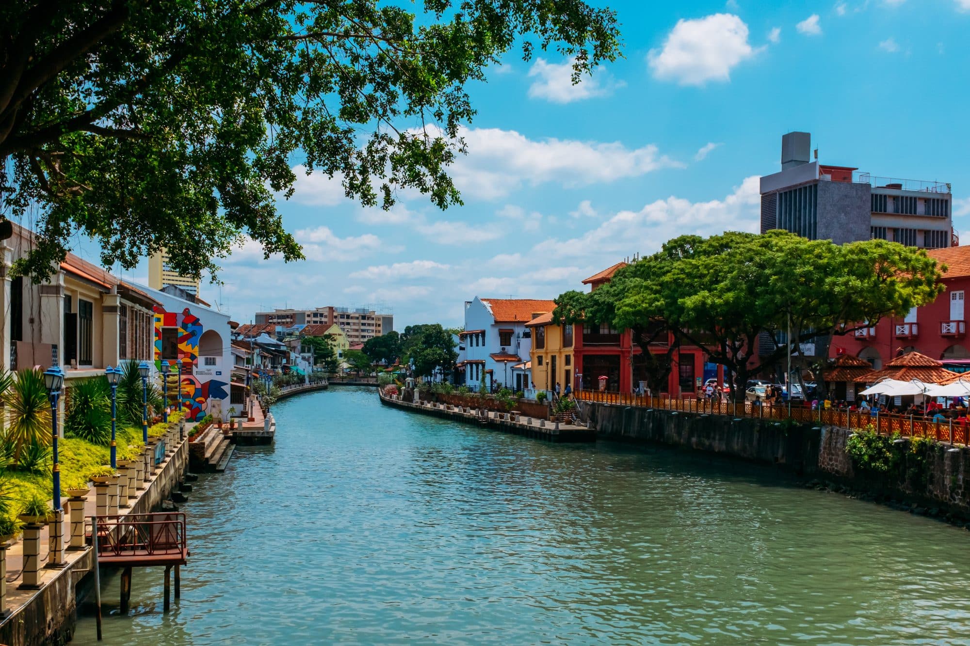 The old town of Malacca and the Malacca river. UNESCO World Heritage Site in Malaysia