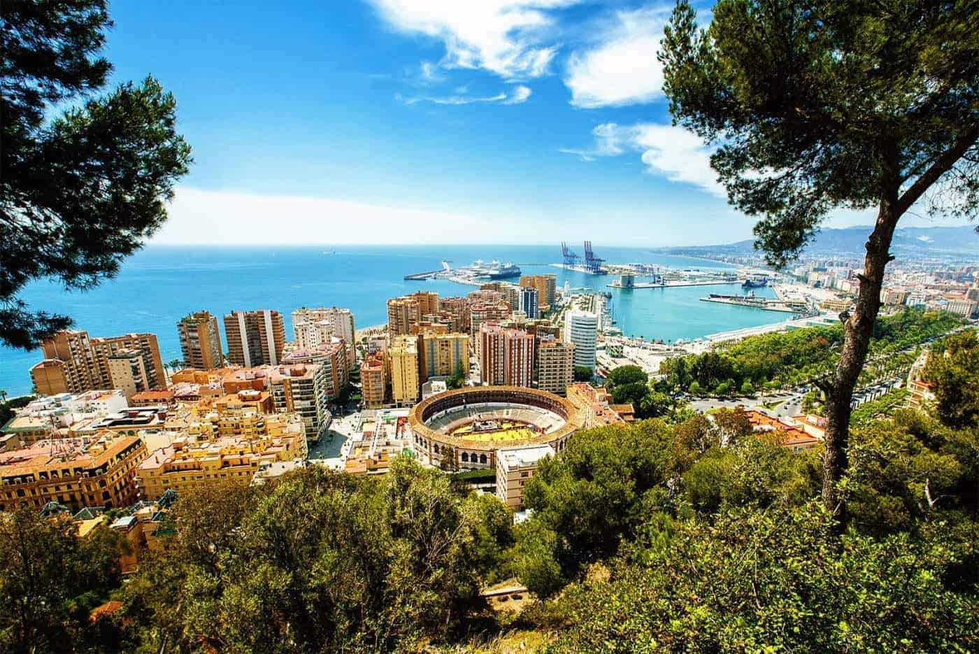 City and port view Malaga in Andalusia - Spain