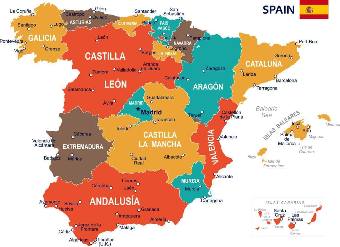 A map of the regions in Spain