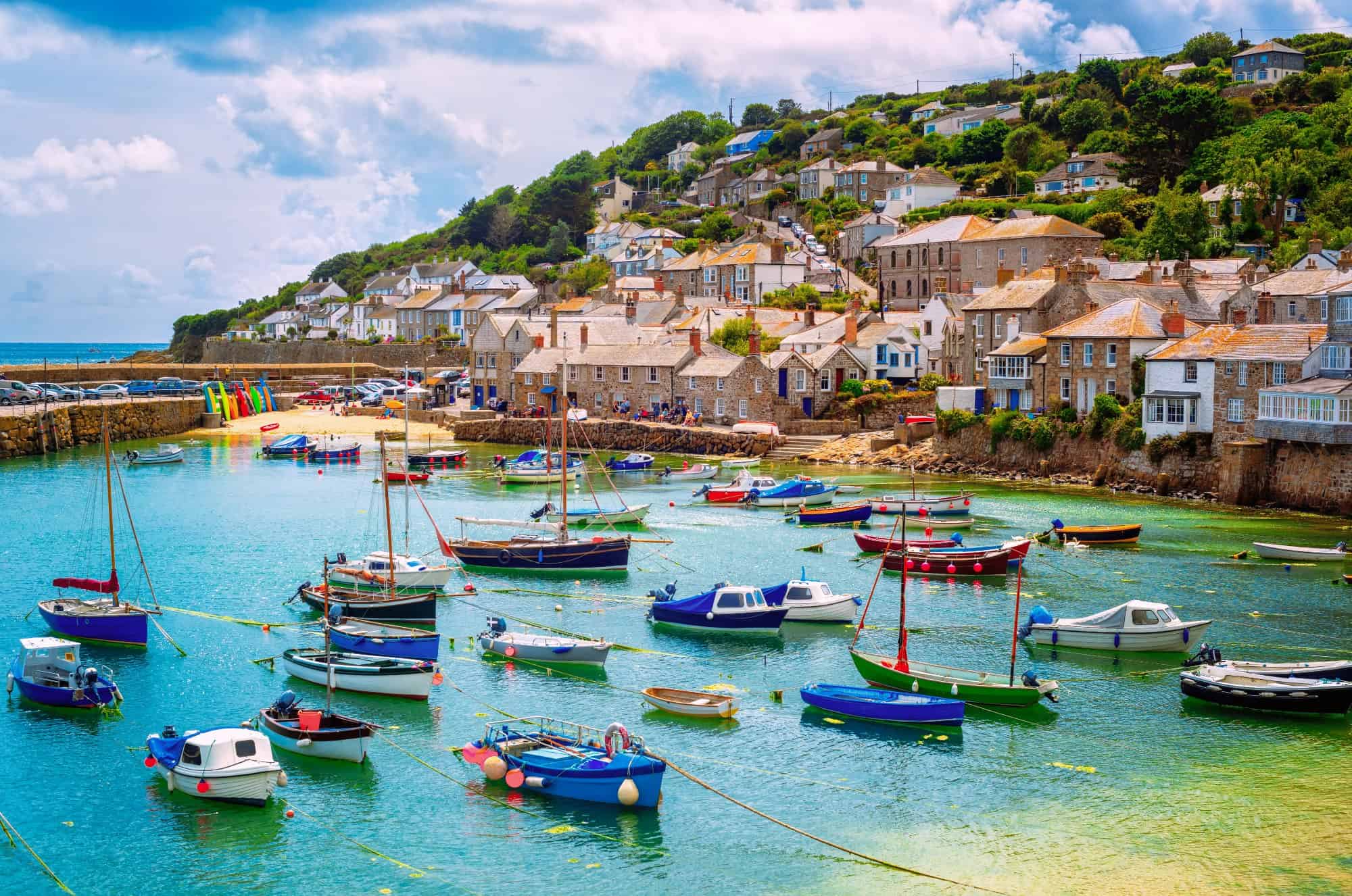 A bright harbour in Mousehole, Cornwall