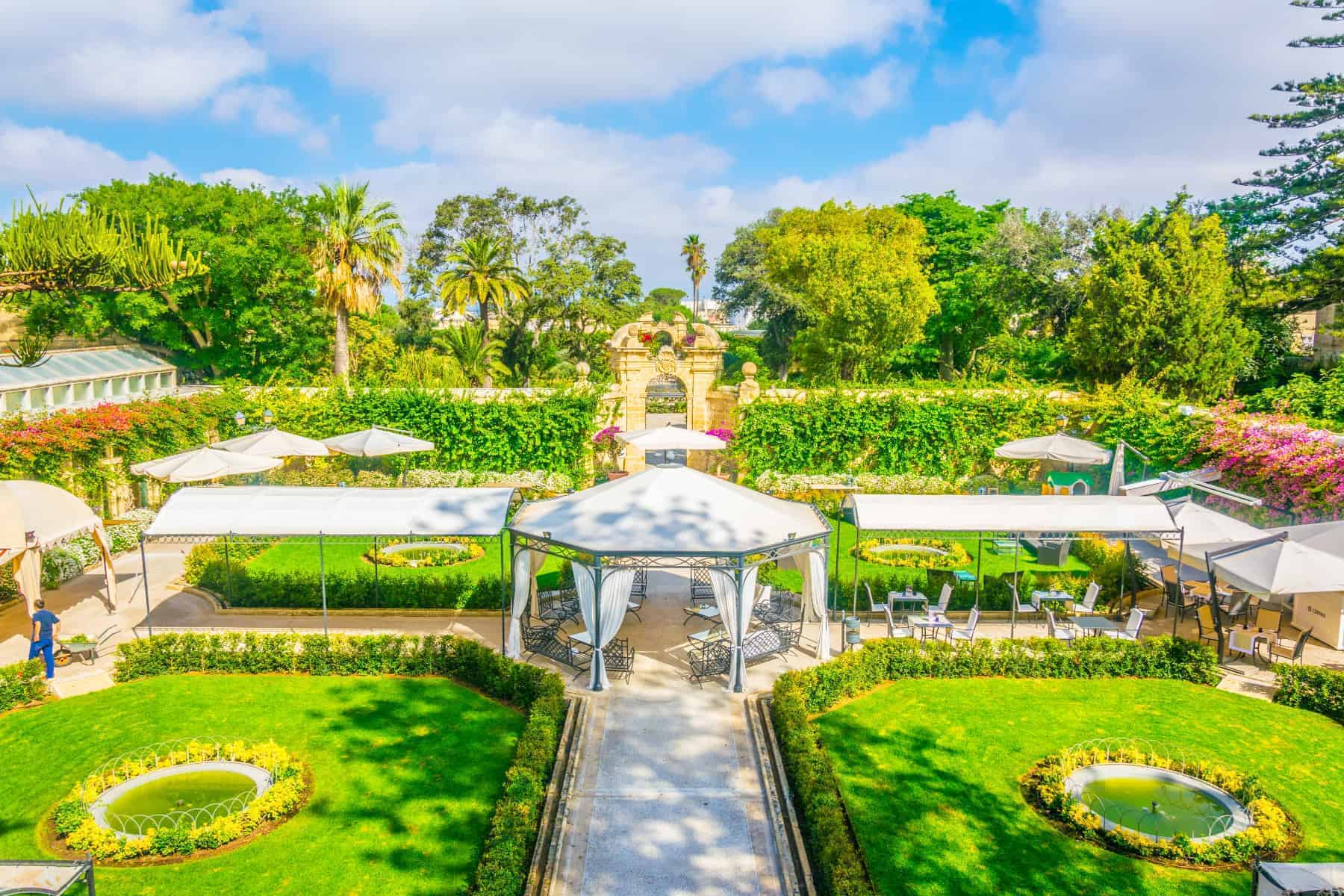 Living in Malta - Beautiful landscaped gardens on a sunny summer day, Malta.