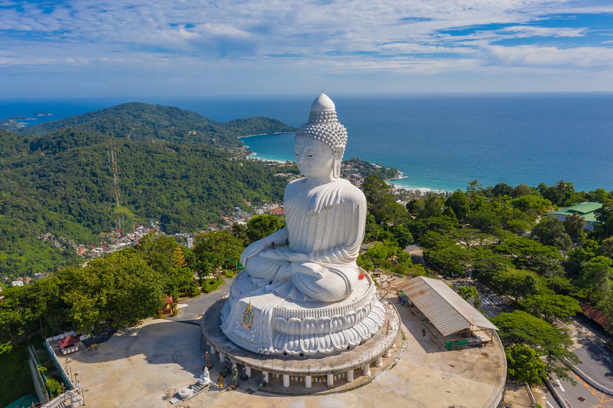 aerial photography Phuket big Buddha in sunny day