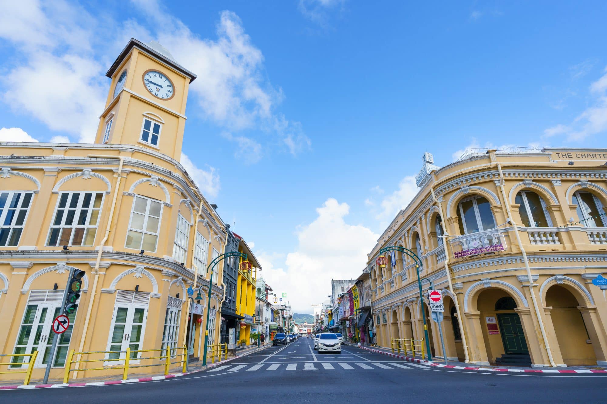 Phuket old town with Building Sino Portuguese architecture at Phuket Old Town area Phuket, Thailand.