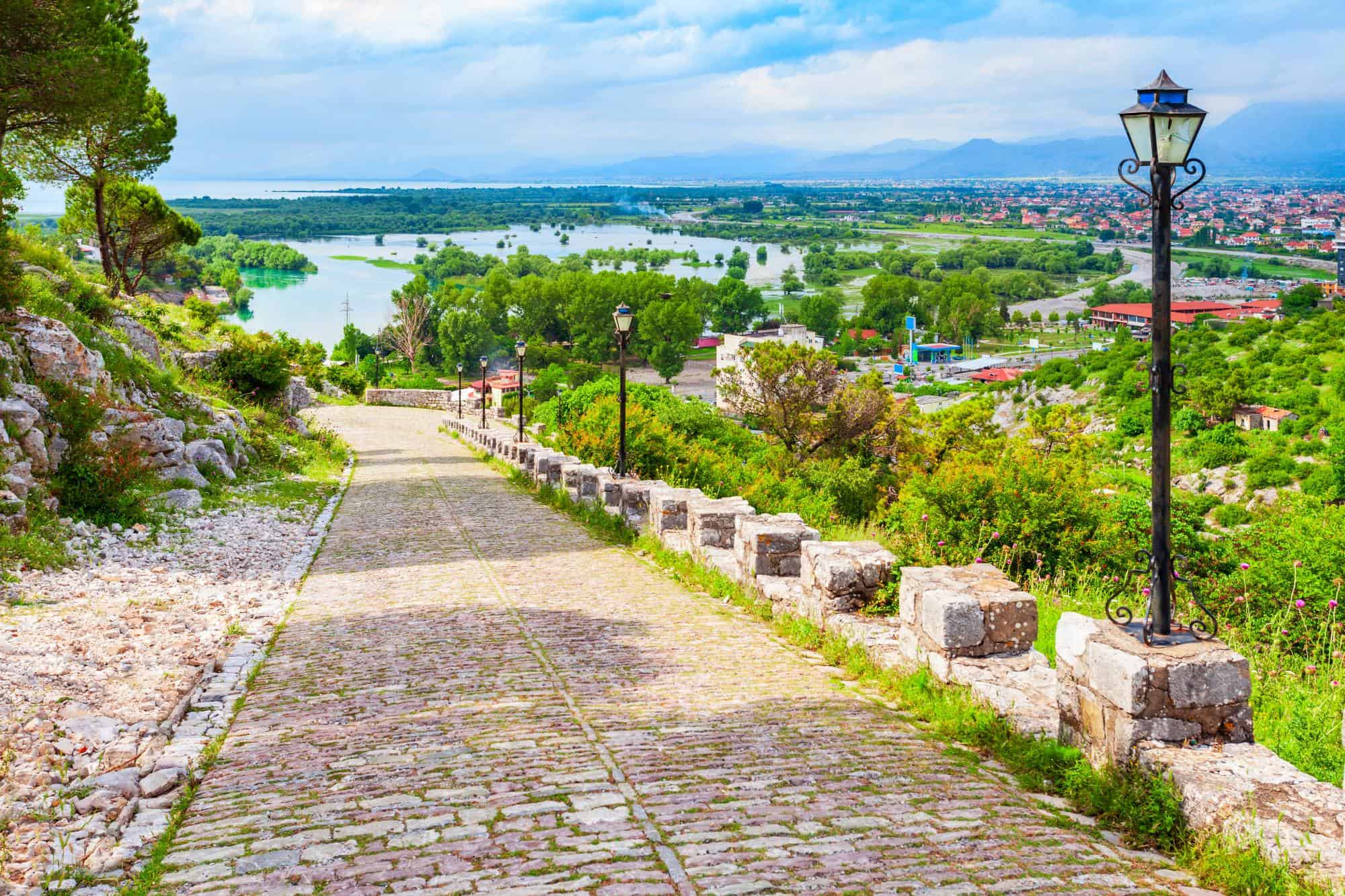 Shkodra and the River Buna, the view from Rozafa Castle 