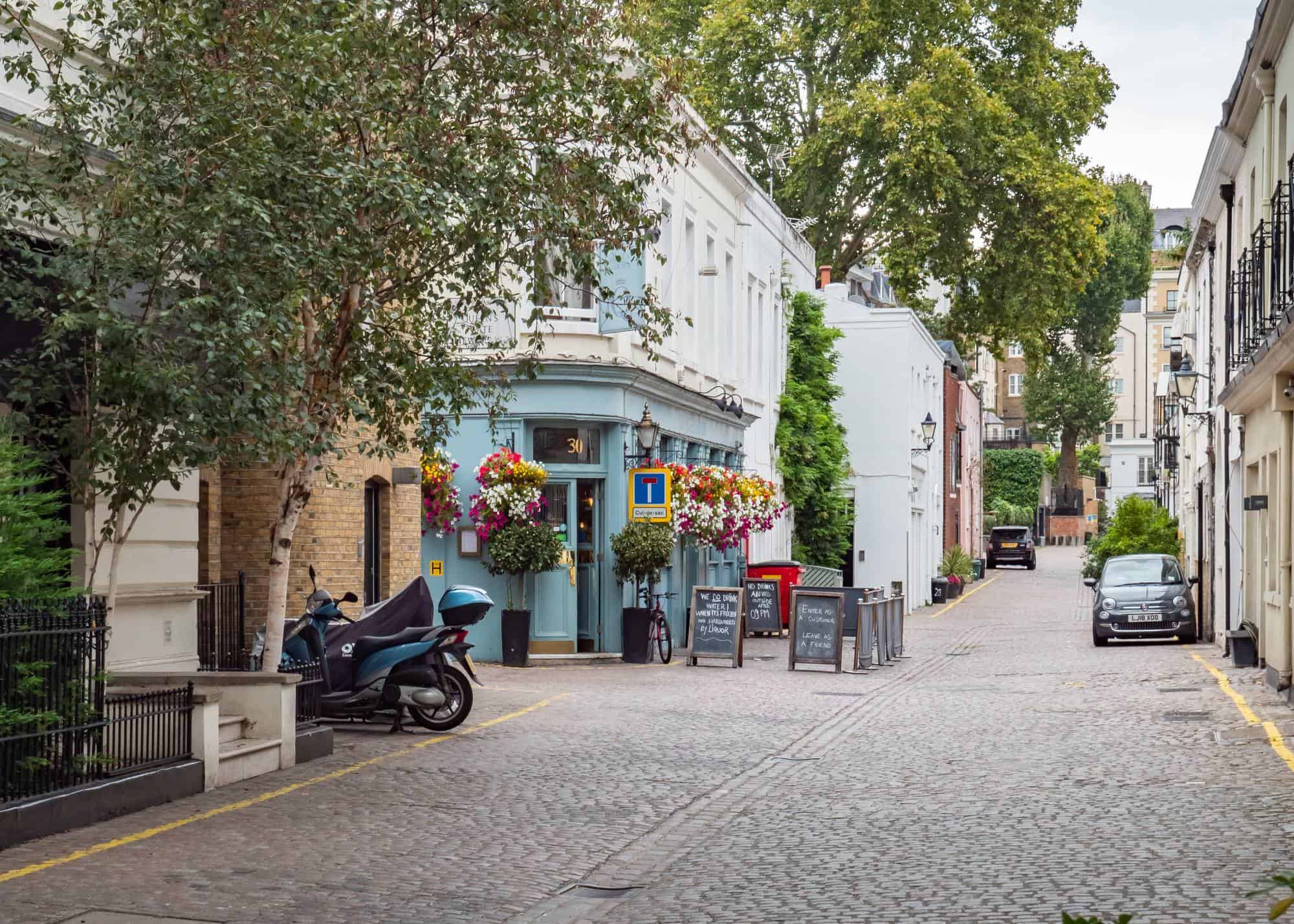A quiet and leafy street in South Kensington London