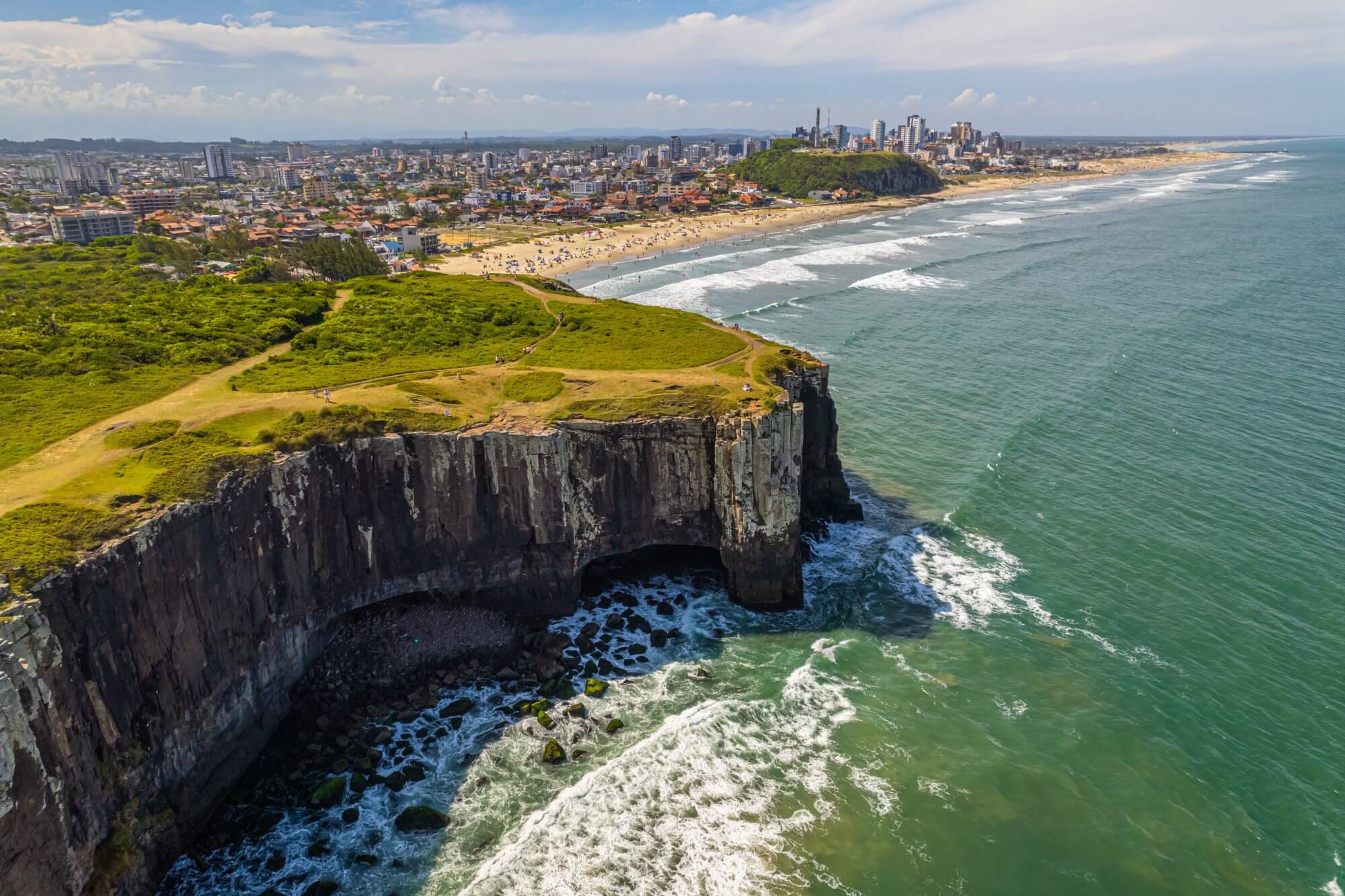 Aerial view of Torres, Rio Grande do Sul,  a coastal city in south of Brazil.