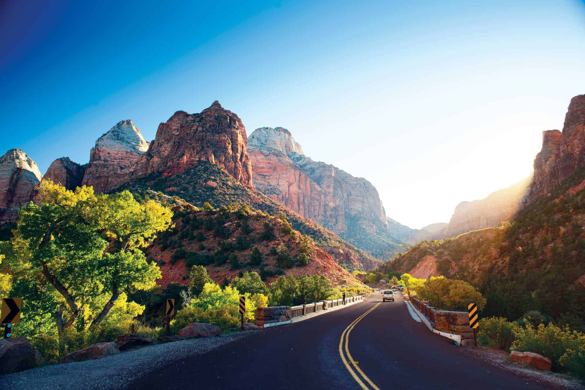 A stunning view of Zion Canyon in Utah near the town of Springdale