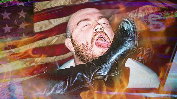 Cop visits conservative glory hole to get his boot sucked