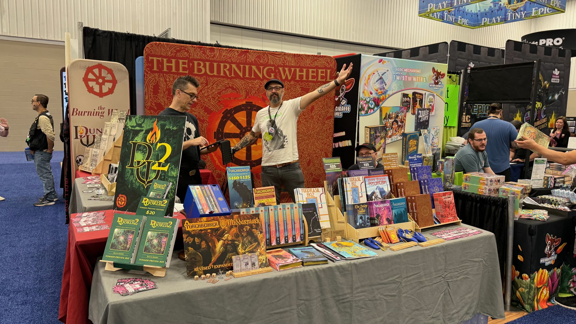 Jared and Keith working the Burning Wheel Booth