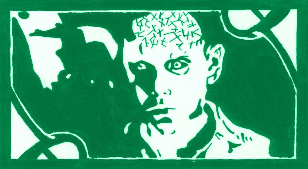 Illustration of a ghost boy in the shadows