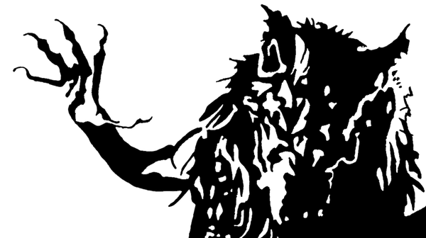 Black and white image of a werewolf