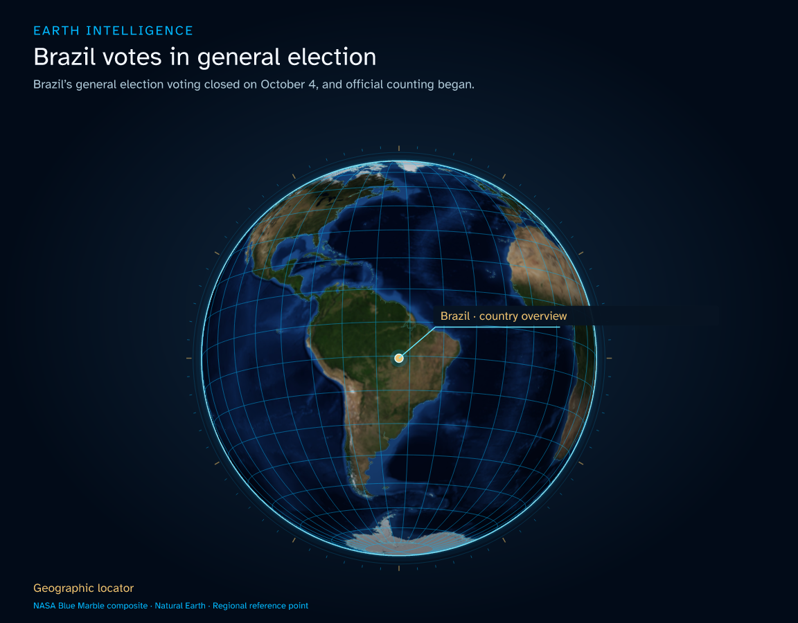 Brazil’s general election voting closed on October 4, and official counting began. · Geographic illustration: Brazil · country overview