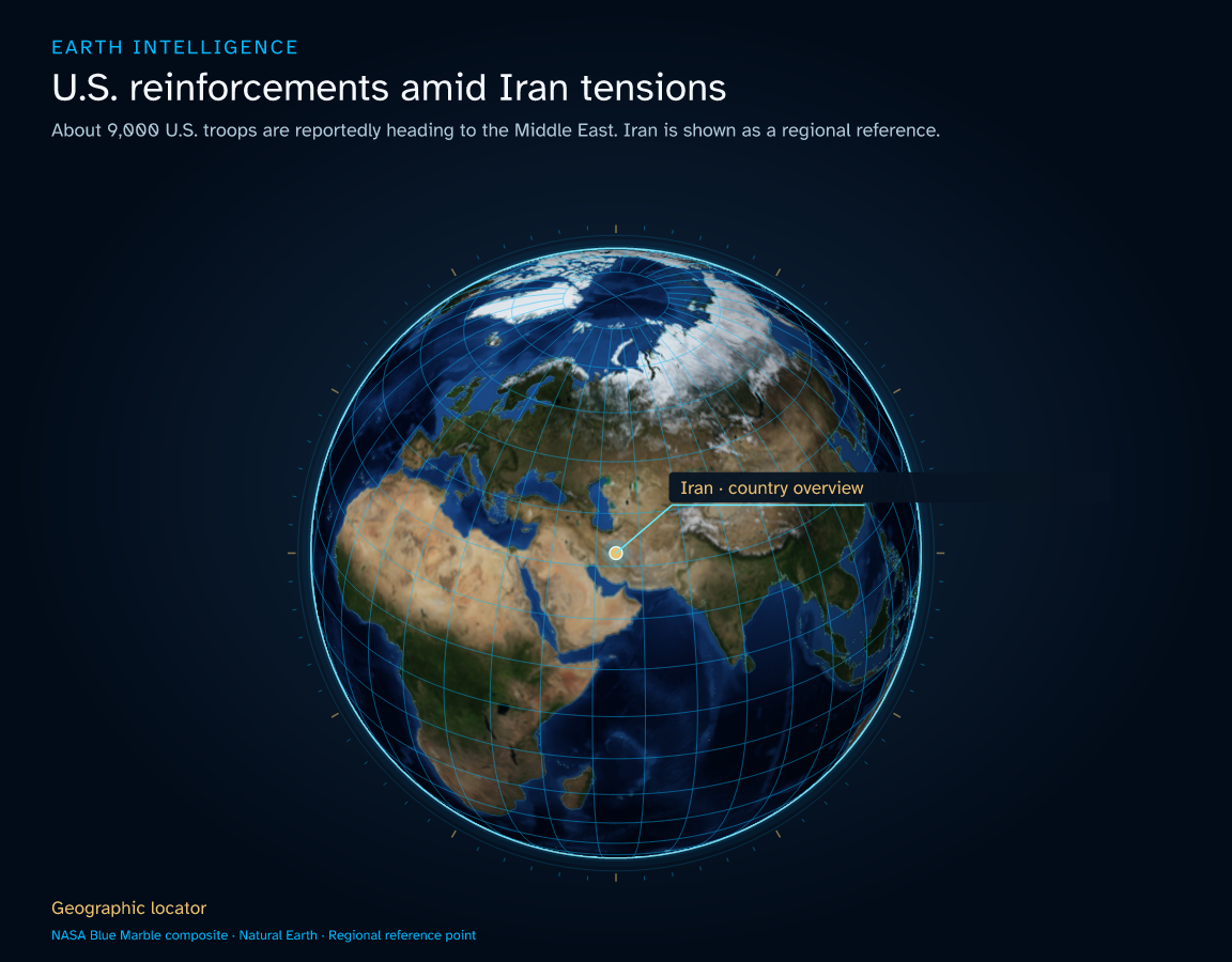 U.S. reinforcements amid Iran tensions · Iran country overview, not troop positions