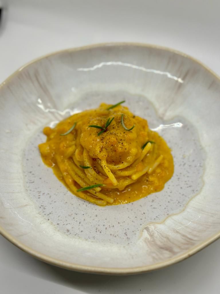 Pasta con zucca e fagioli