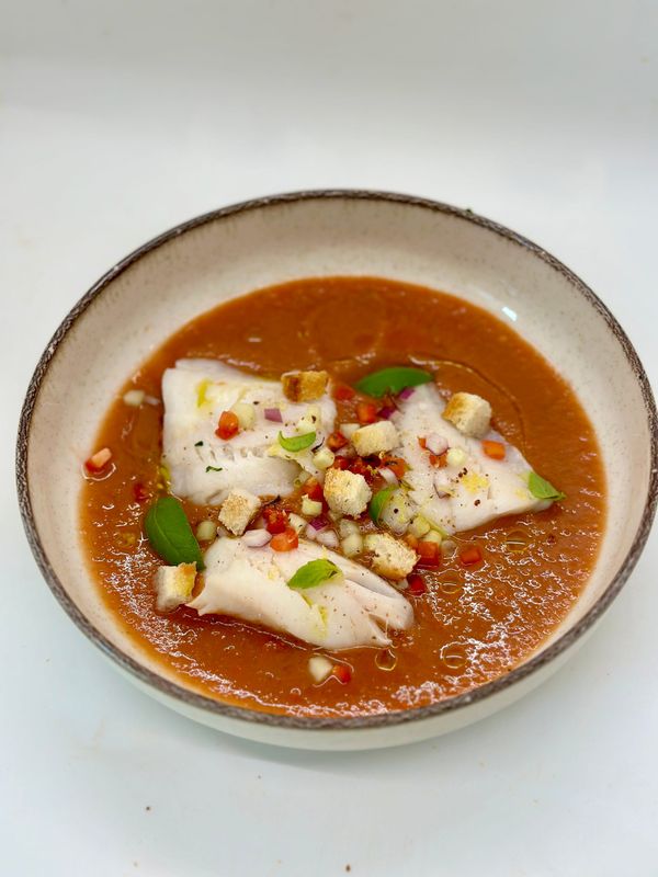 Gazpacho con Filetti di Platessa