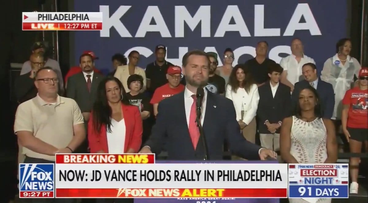 Still image of JD Vance Rally on Fox News 