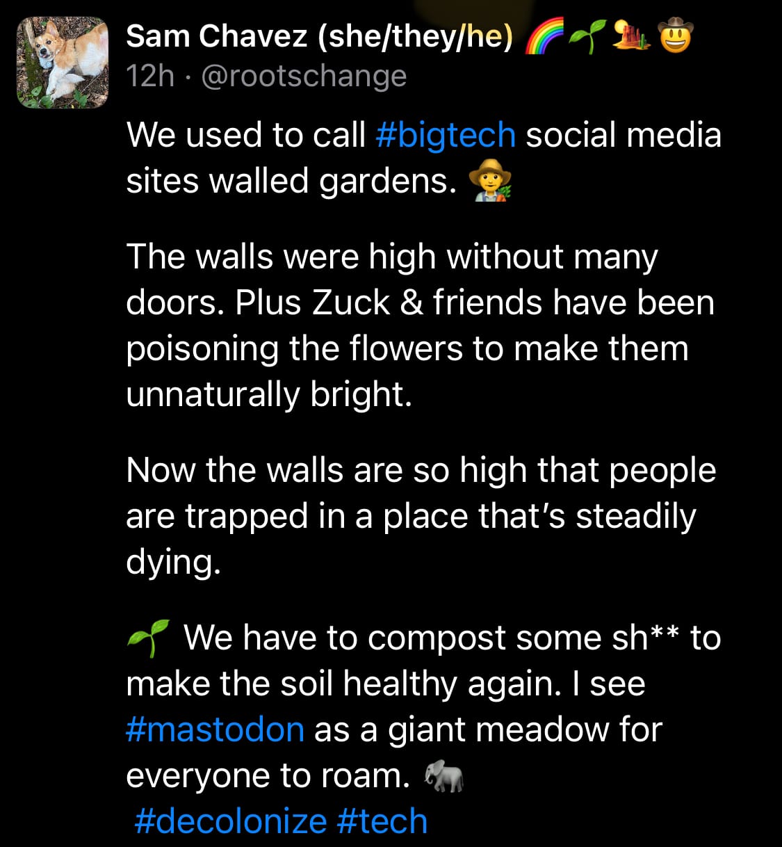 “We used to call #bigtech social media sites walled gardens. 👨‍🌾“ click picture for full text
