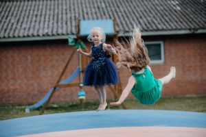 Trampoline with Slide and Swing Sets: