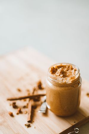 Peanut Butter on a table with other ingredients