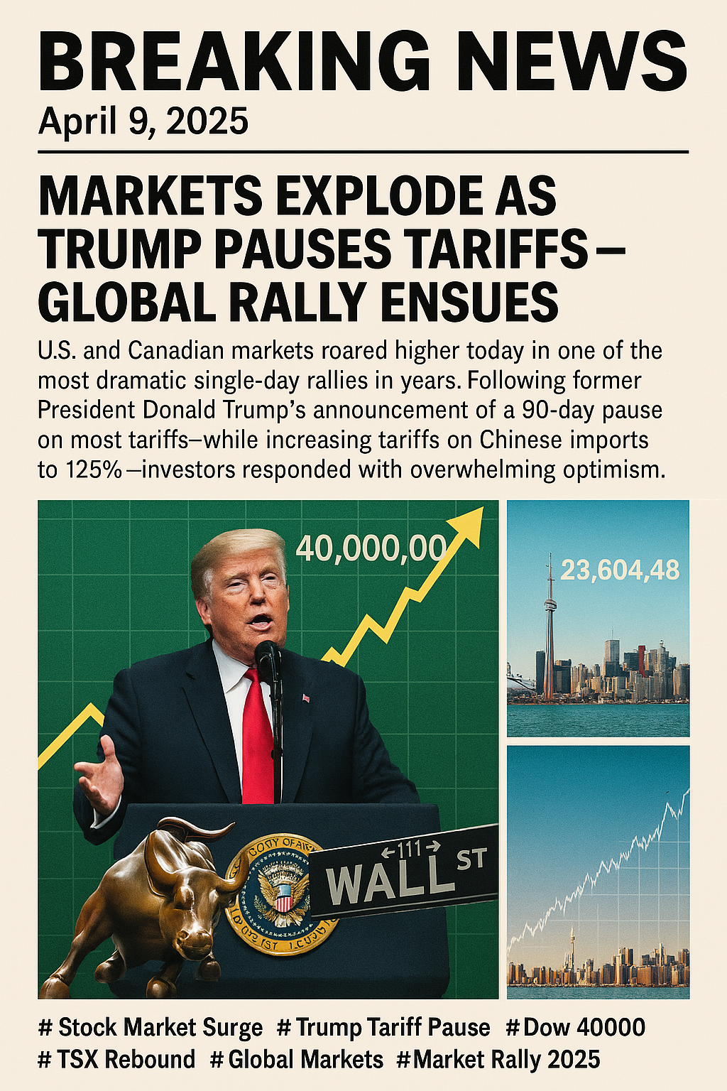 Breaking News – April 9, 2025 Markets Explode as Trump Pauses Tariffs – Global Rally Ensues