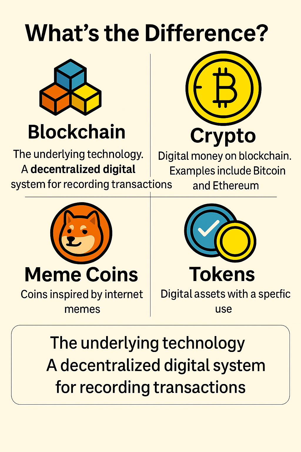Blockchain, Crypto, Meme Coins, and Tokens—What’s the Difference?