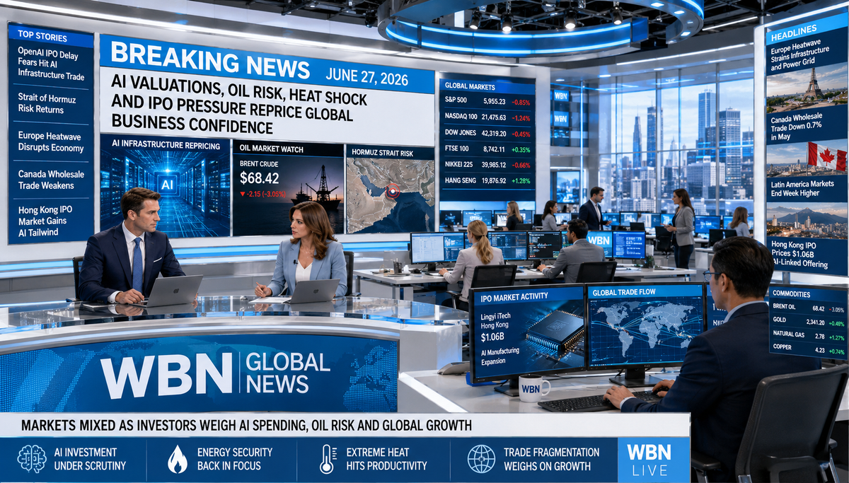 📰 WBN Breaking News – June 27, 2026: AI Valuations, Oil Risk, Heat Shock, And IPO Pressure Reprice Global Business Confidence