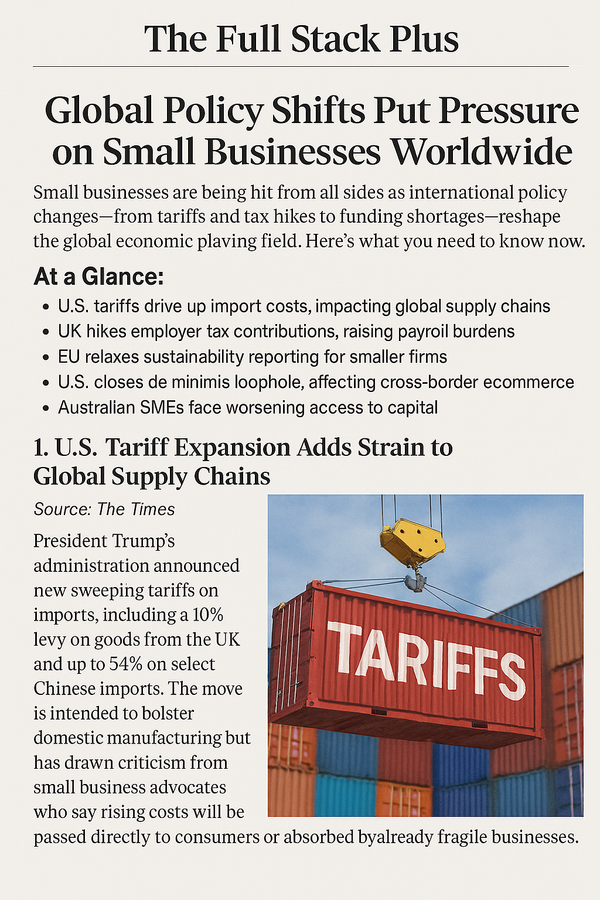 The Global Five: Biz Buzz Before Breakfast Saturday, April 05, 2025 Global Policy Shifts Put Pressure on Small Businesses Worldwide
