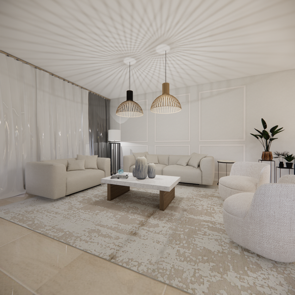 Big open space living room with bright colors