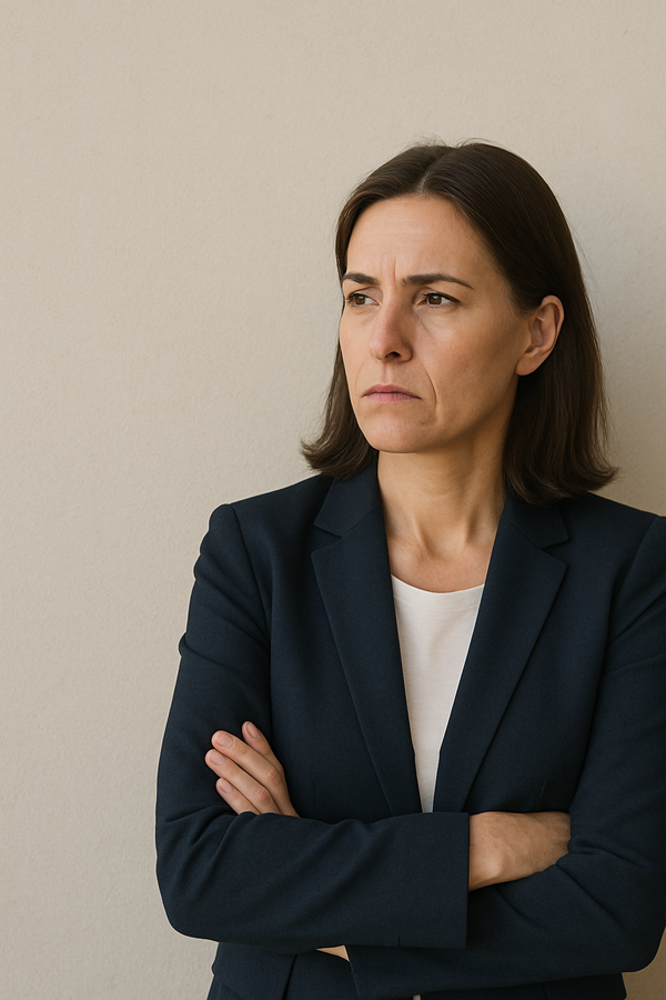 Female leader reflecting on self-confidence barriers