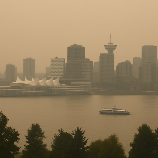 Vancouver BC wildfire smoke over downtown skyline