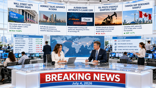 📰 WBN Breaking News – July 4, 2026: Wall Street Hits Record Highs, Hormuz Talks Advance In Doha, And Alibaba Bans Anthropic's Claude Code