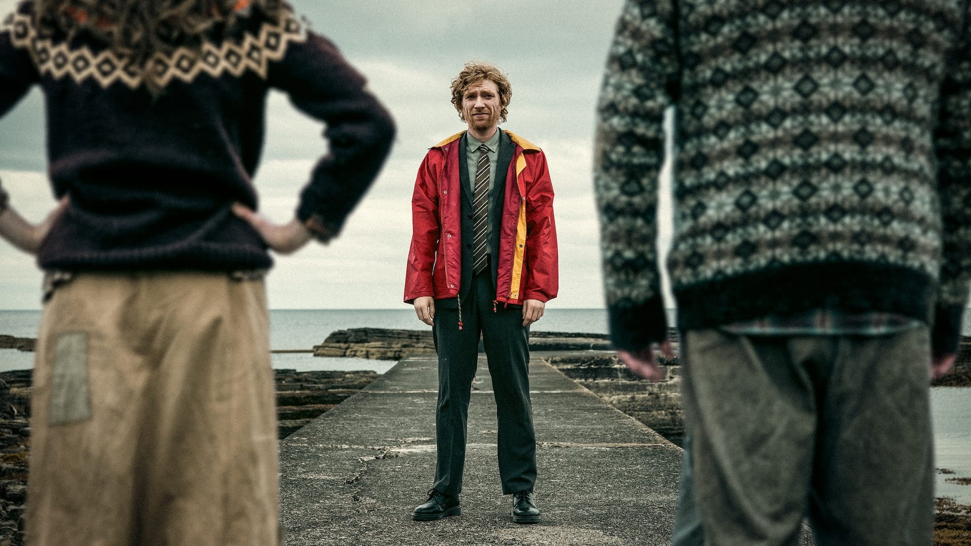 Gayle Rankin, Domhnall Gleeson, and Grant O'Rourke in The Incomer.