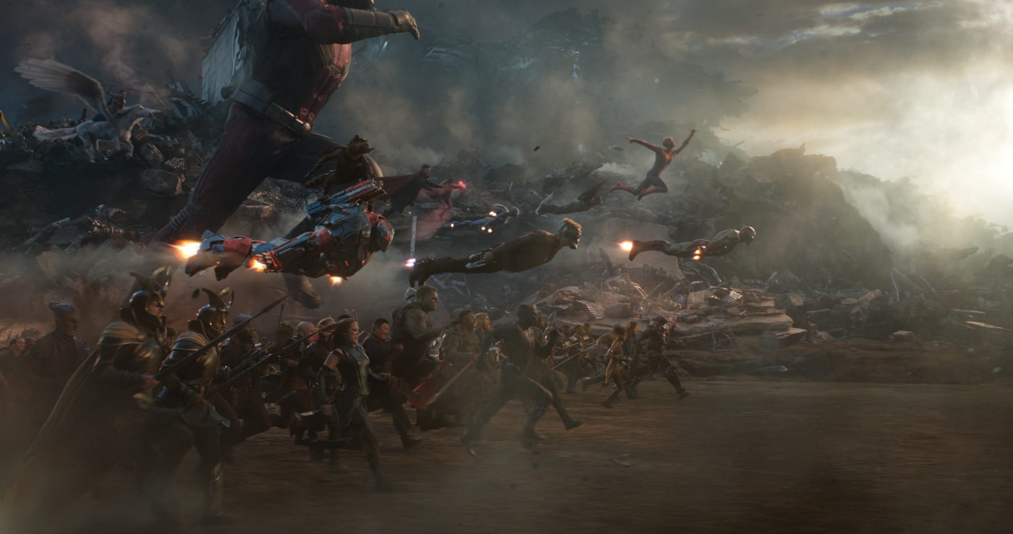 The Avengers surge forward in Avengers: Endgame.