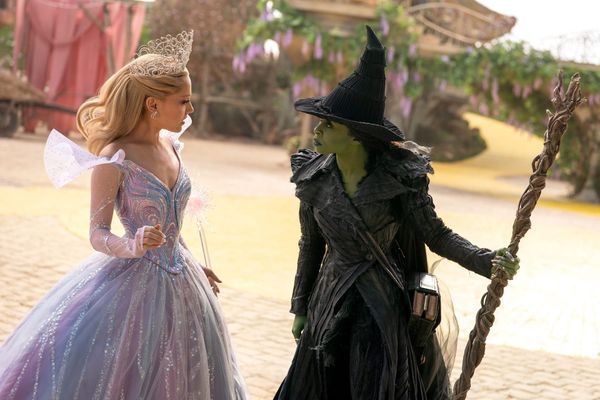 Ariana Grande-Butera as Glinda and Cynthia Erivo as Elphaba in Wicked: For Good.
