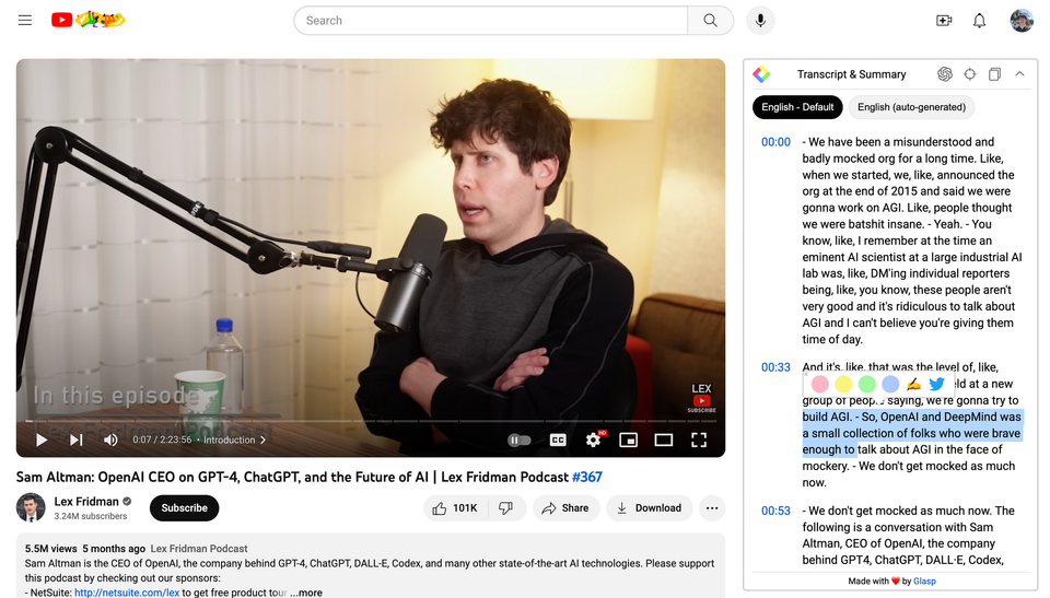 Sam Altman - Open AI, GPT-4, ChatGPT, the Future of AI: Summary and Q&A