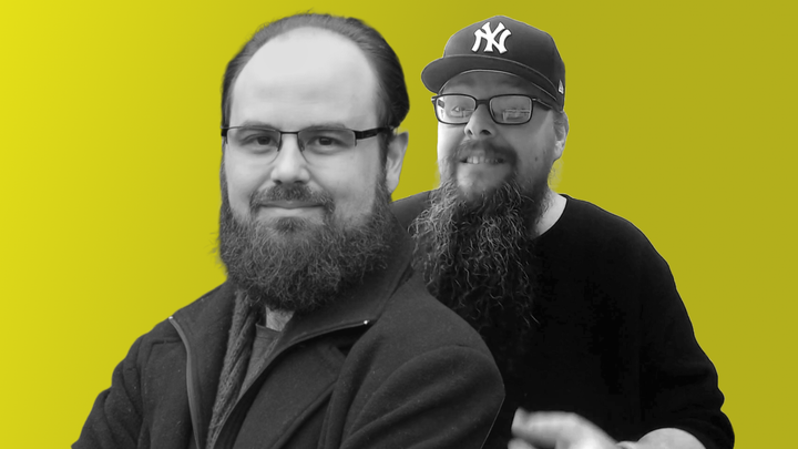 Aaron Drummond stands in front of Jim Sauer.