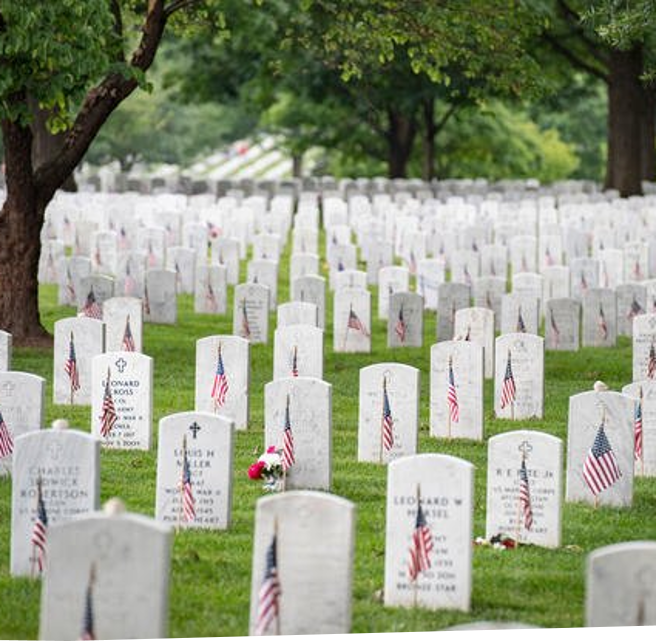 Tombstones during Memorial Day at Arlington National Cemetery