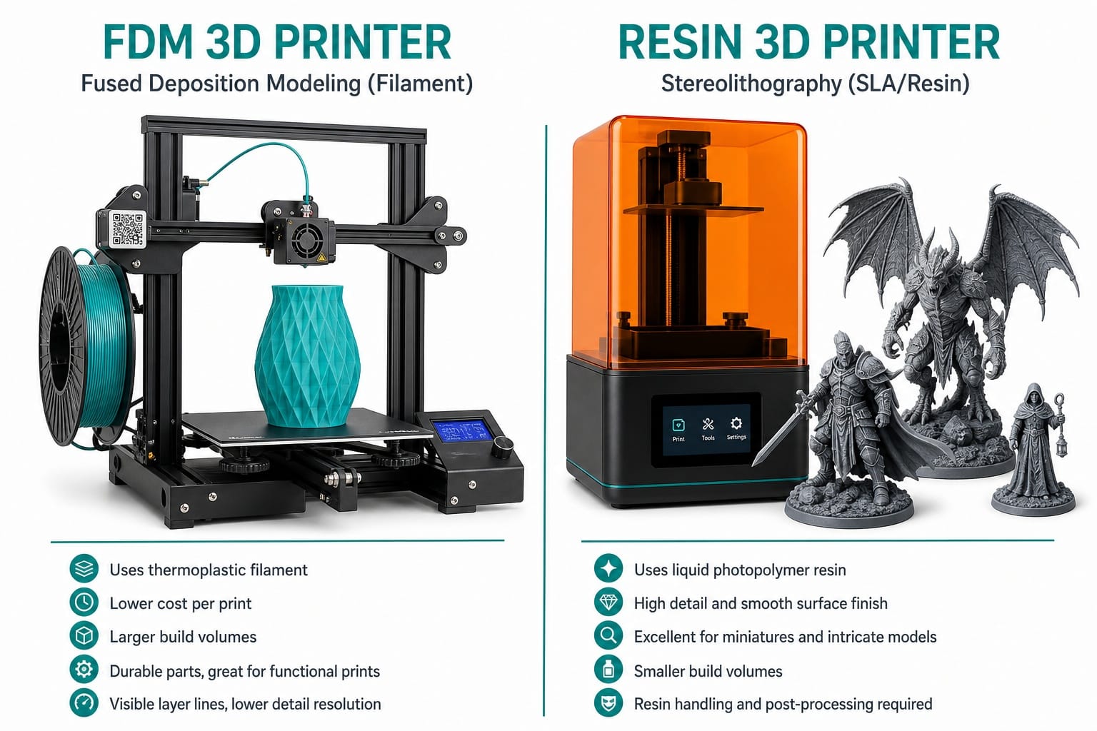 FDM vs Resin 3D Printer