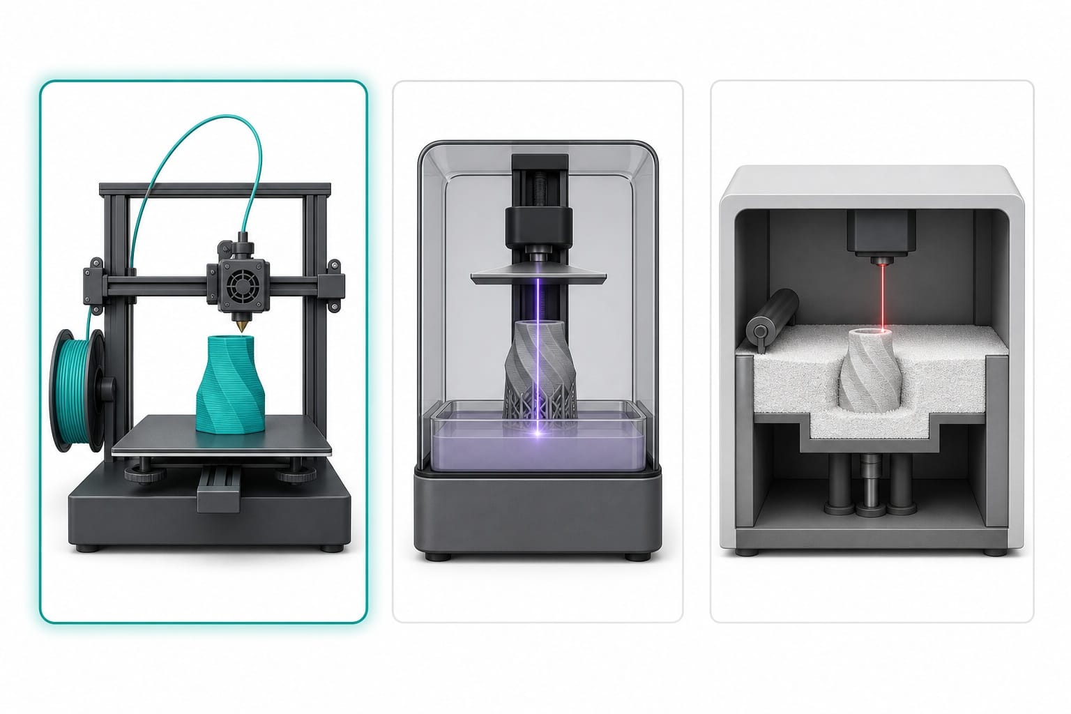 FDM vs SLA vs SLS