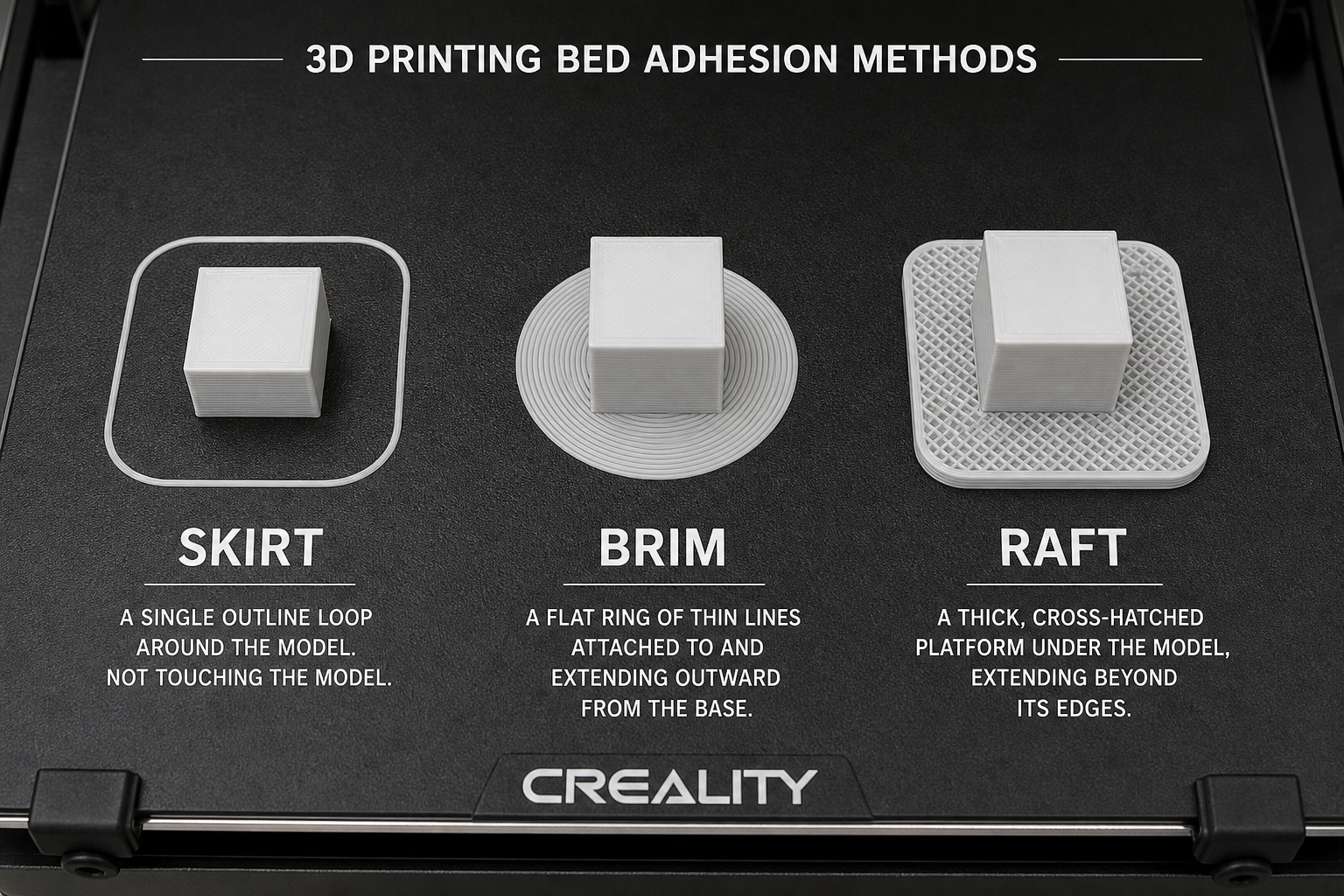 3d print brim skirt raft comparison