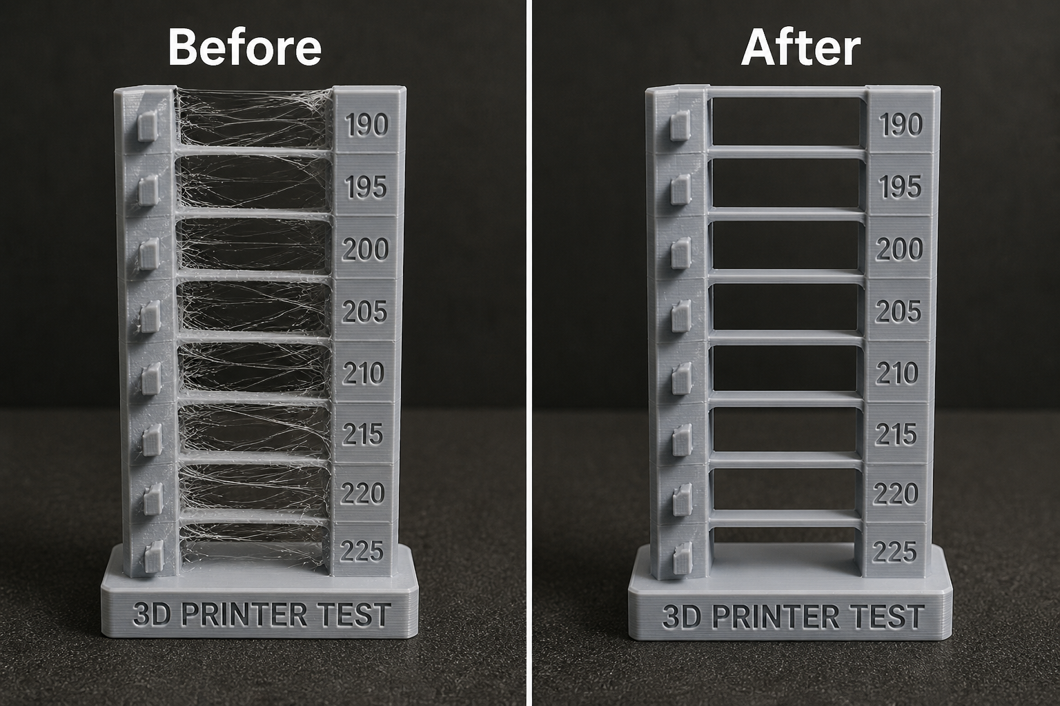 3d print stringing before after