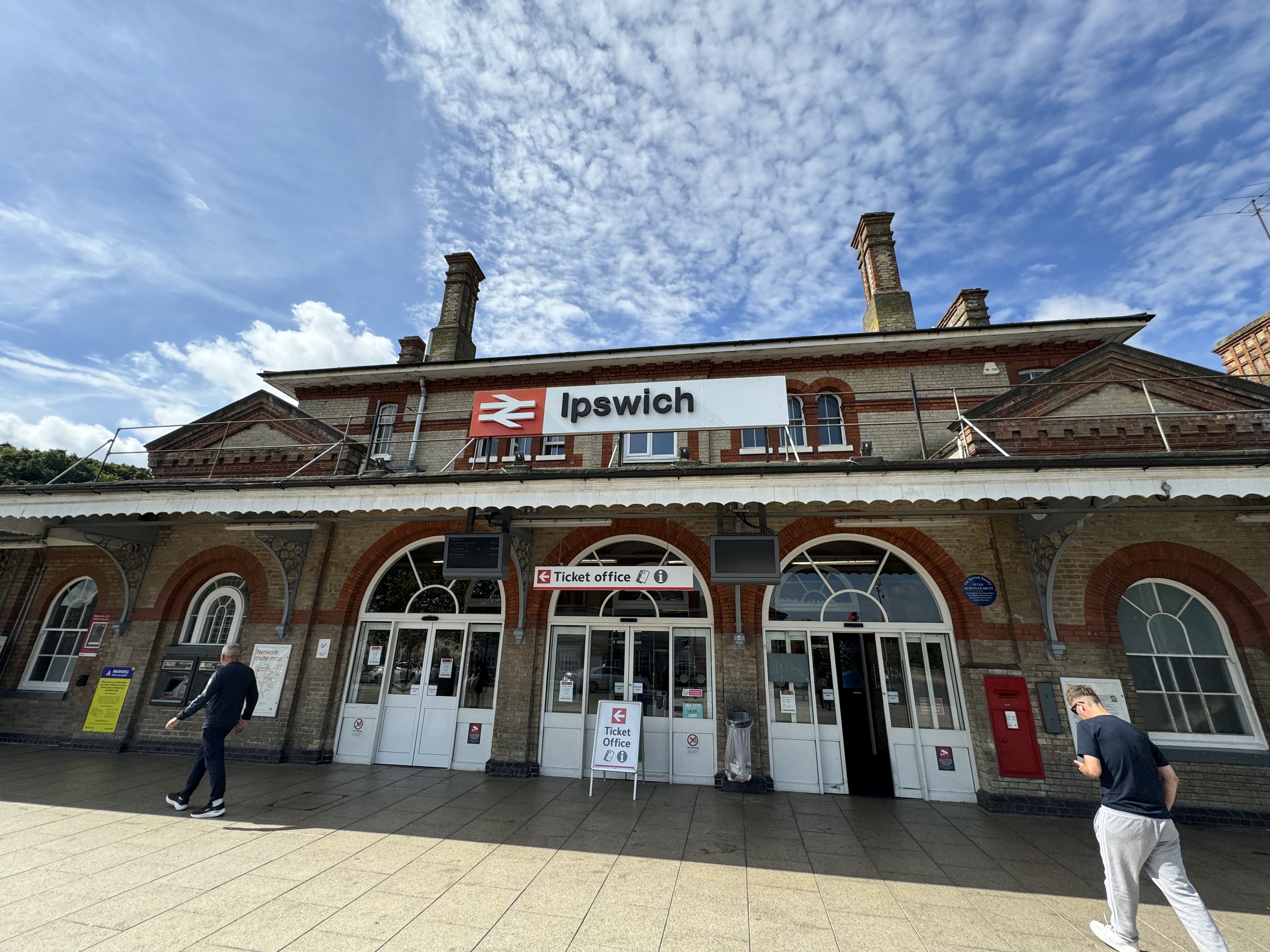 A photo of Ipswich train station taken from the forecourt