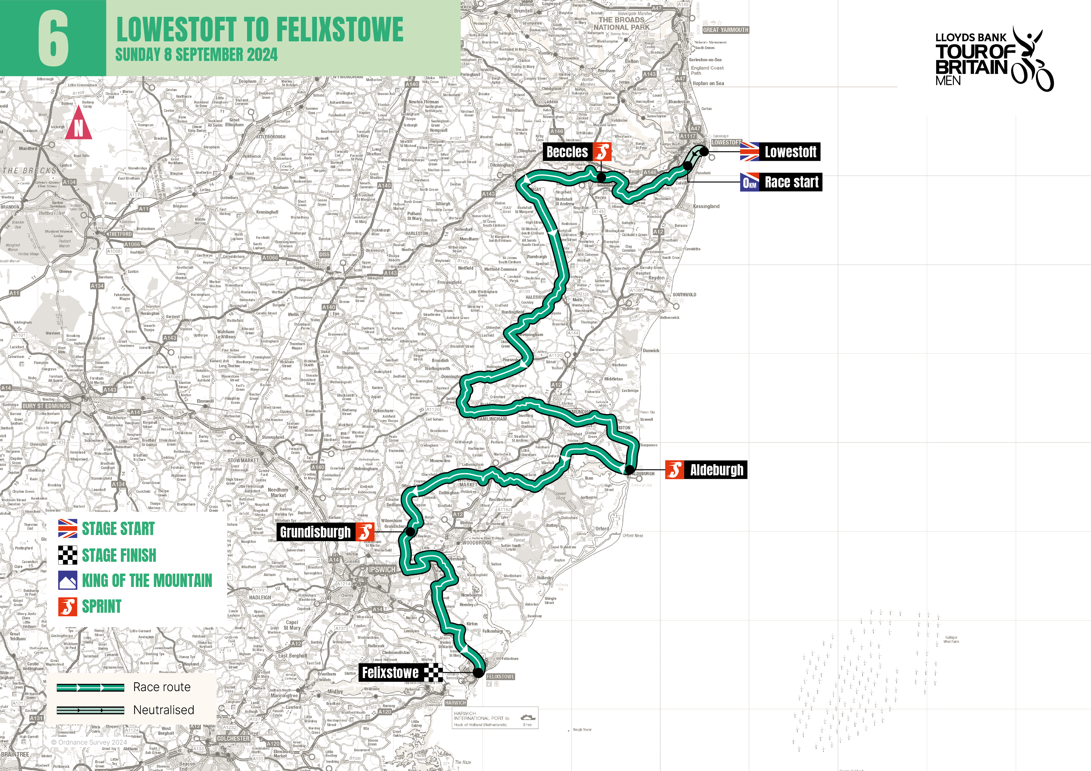 Map of Stage 6 of the Tour of Britain