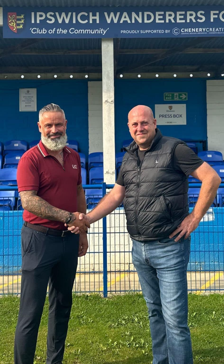 Joe Garnham and Stephen Boyle, co-chairmen of Ipswich Wanderers FC