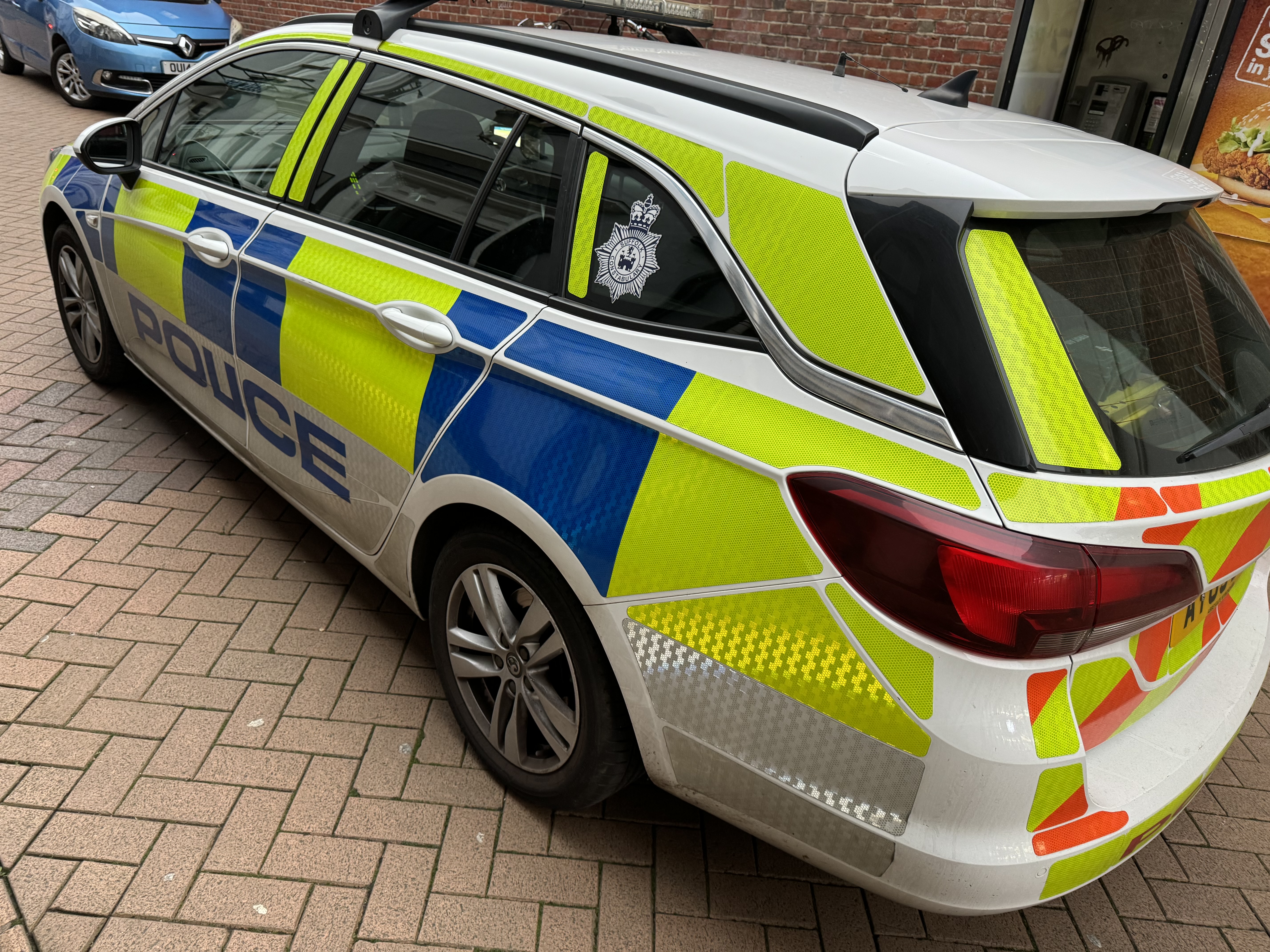 A parked police car