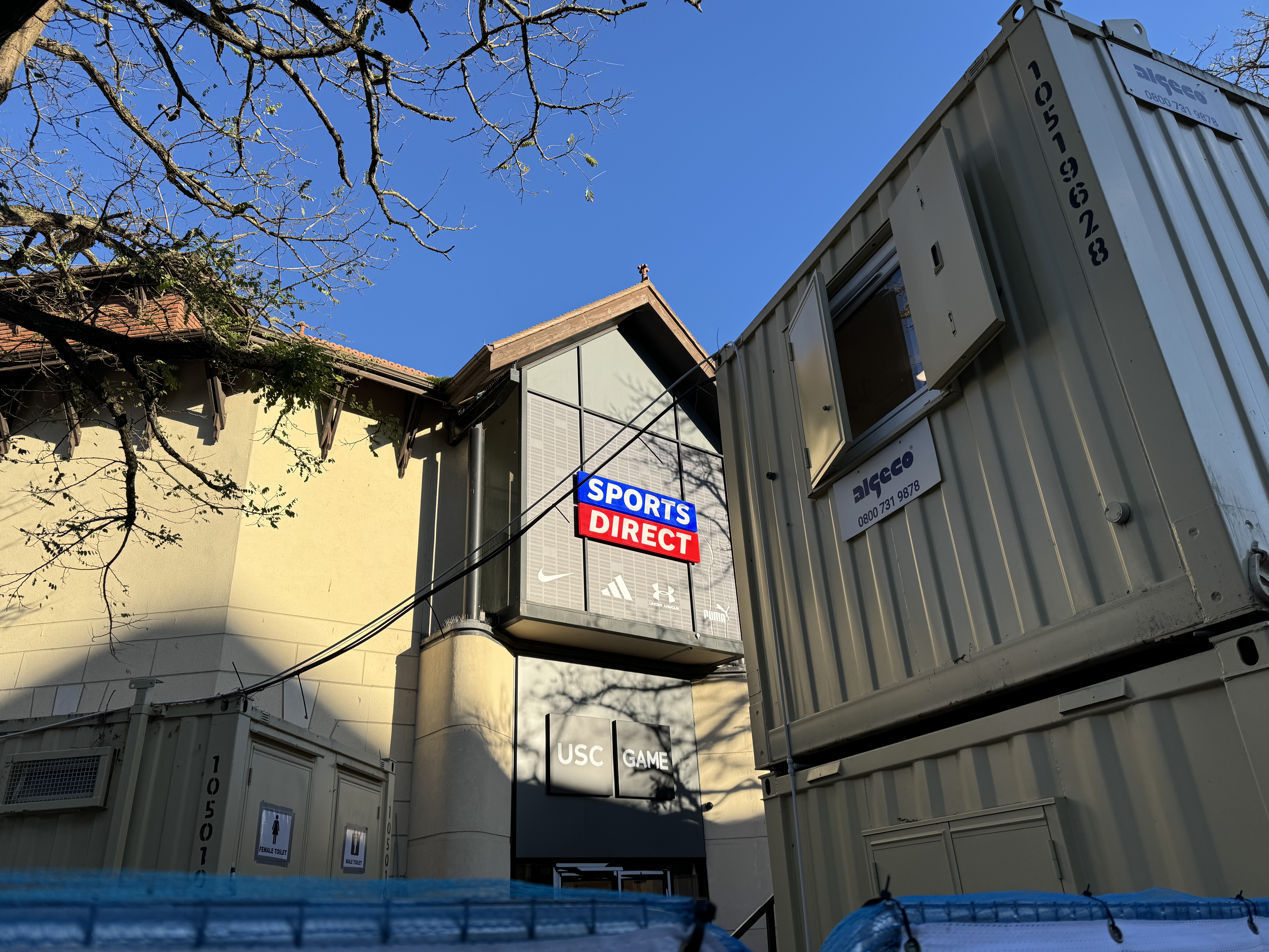 New Sports Direct sign at the rear of the new Fraser Group building in Ipswich