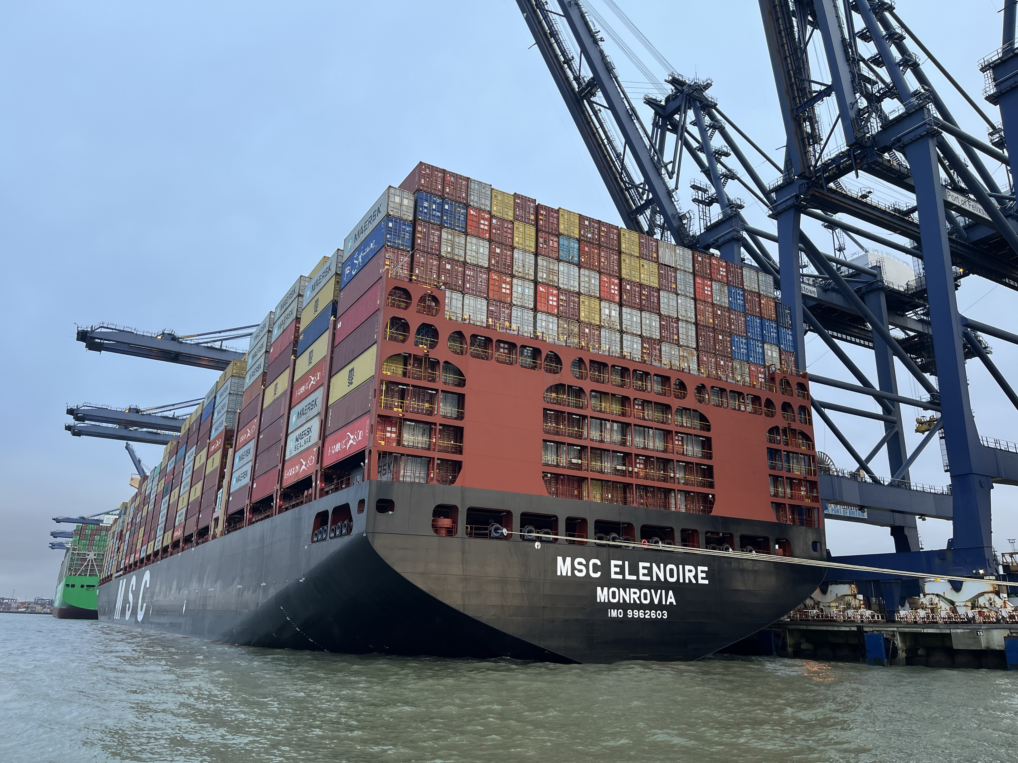 MSC Elenoire docking at the Port of Felixstowe