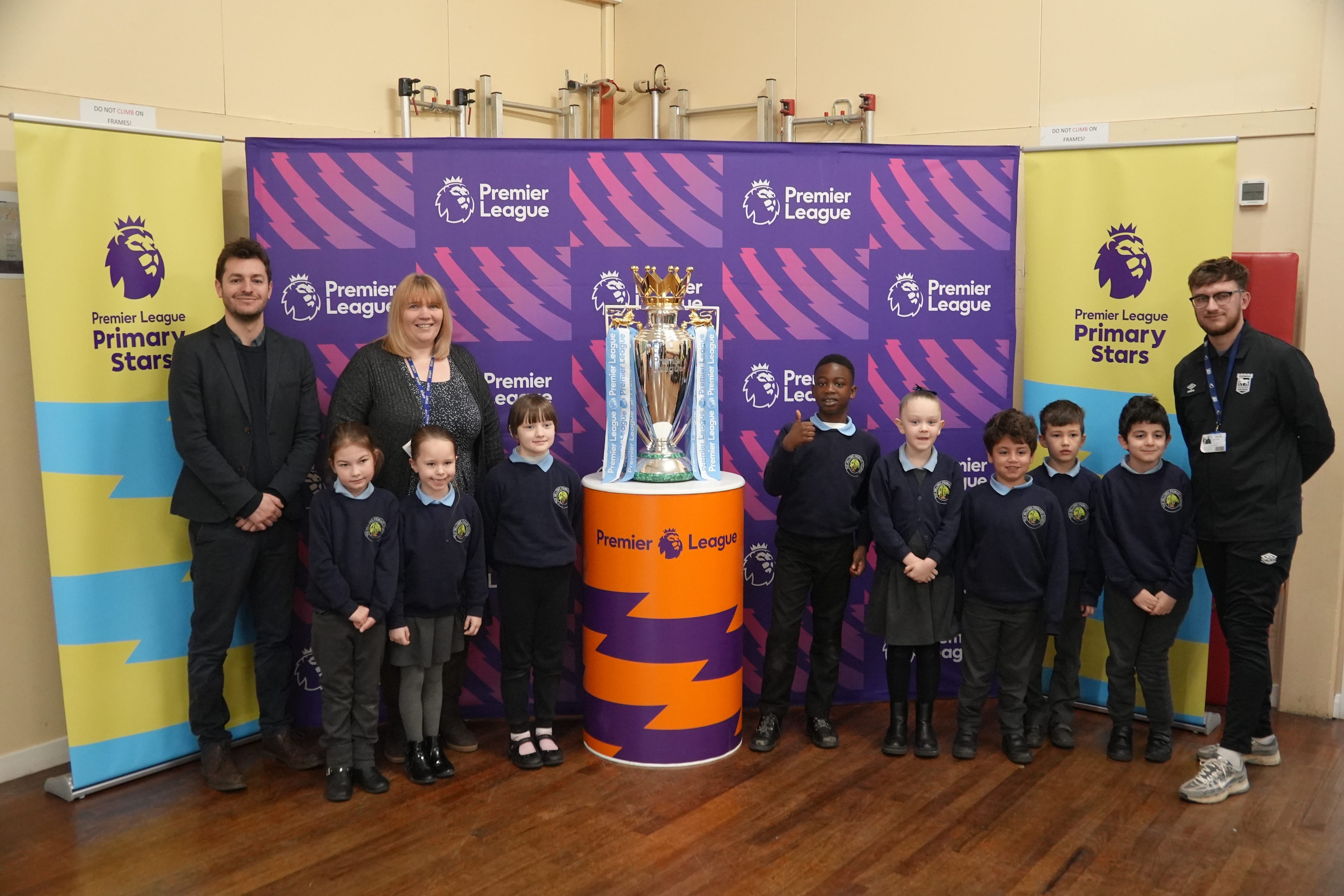 Ipswich schoolchildren had a surprise visit from the Premier League trophy